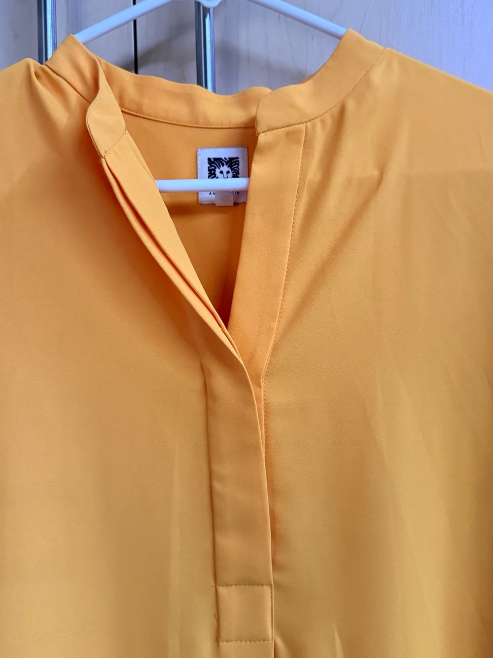 ANN KLEIN Bright Mustard Nehru Tunic Shirt - Picture 2 of 6